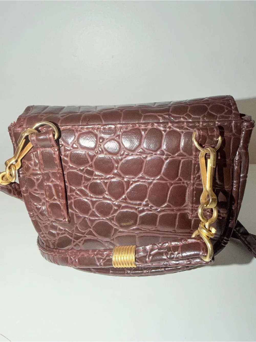 Vintage Diva Brown Embossed Crocodile Four Way Baby Bag